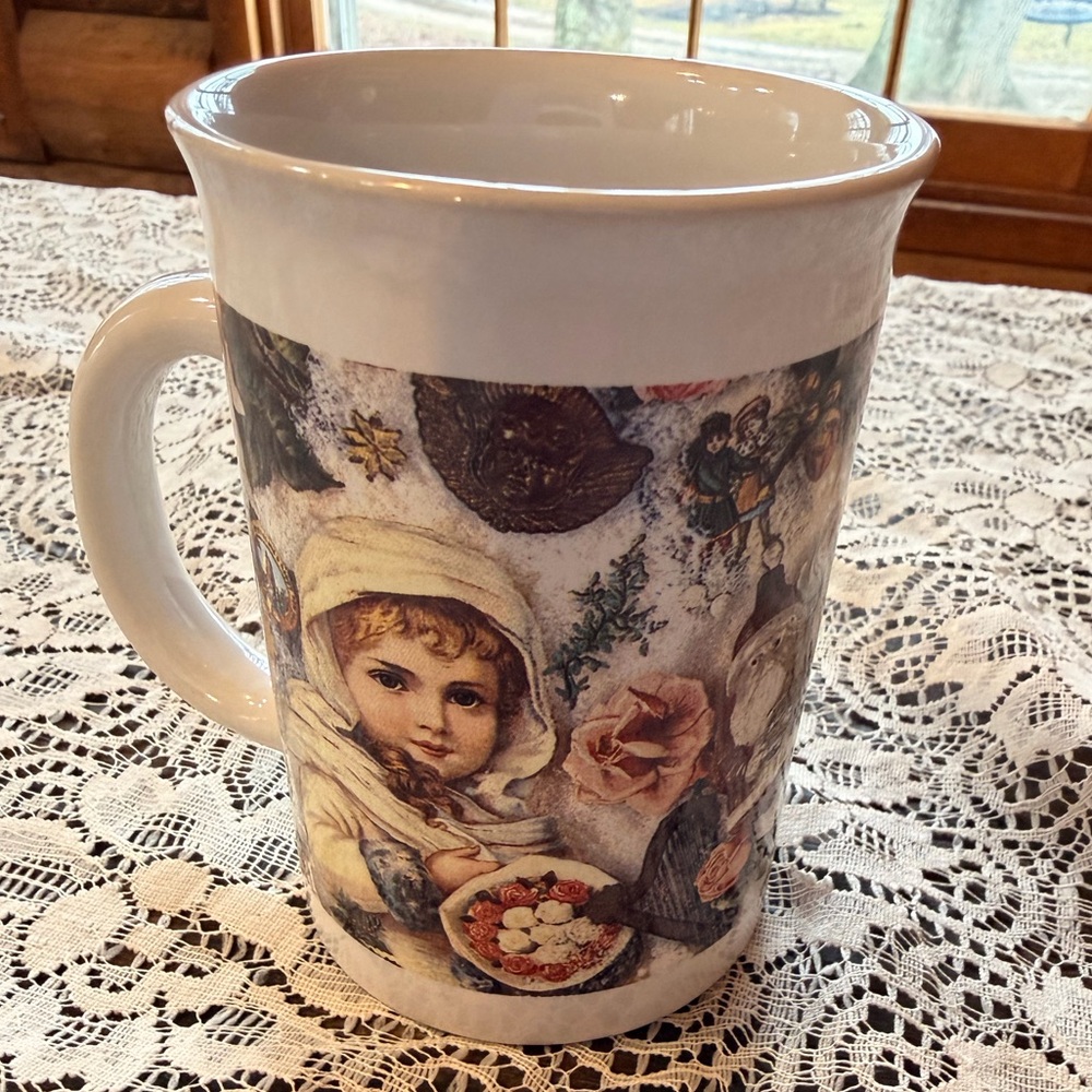 Vintage Enesco Victorian Christmas Ceramic Mug